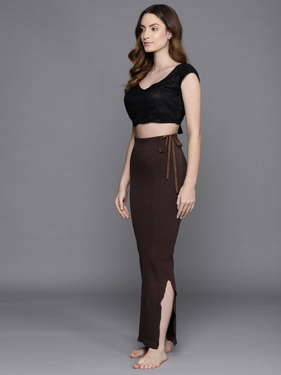 Women Brown Solid Saree Shapewear - Inddus.in