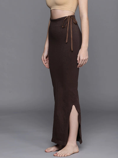 Women Brown Solid Saree Shapewear - Inddus.in