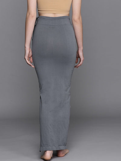 Women Charcoal Grey Solid Saree Shapewear - Inddus.in