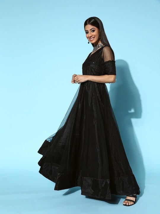 Ashacreationst Women Gown Black Dress - Buy Ashacreationst Women Gown Black  Dress Online at Best Prices in India | Flipkart.com