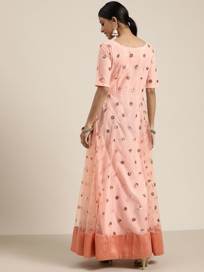 Pink Georgette Women and Girl s Anarkali One Piece Gowns Dress 4XL 5XL