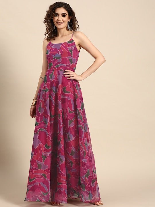 Multicolor Printed Readymade Indo Western Dress 611KR22