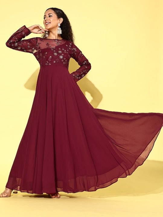Buy online Tonal Embroidered Anarkali Ethnic Gown With Dupatta from ethnic  wear for Women by Vidraa Western Store for ₹2300 at 54% off | 2024  Limeroad.com