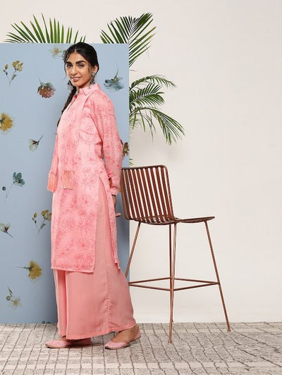 Women Floral Printed Kurta With Palazzos - Inddus.in