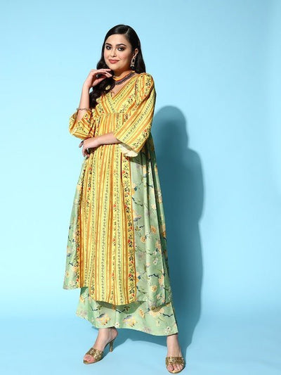 Women Floral Printed Kurta With Palazzos - Inddus.in
