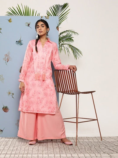 Women Floral Printed Kurta With Palazzos - Inddus.in