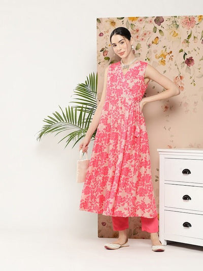 Women Floral Printed Kurta With Trousers - Inddus.in
