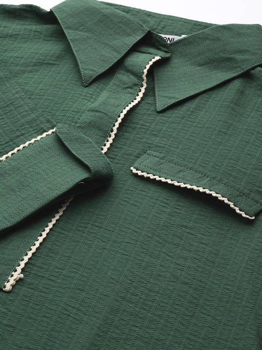 Women Green Solid Pathani Kurta Inddus.in