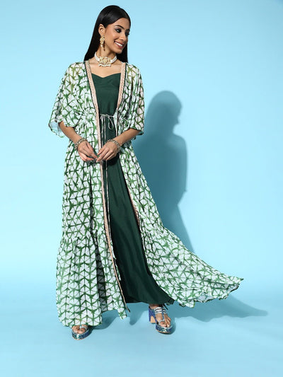 Women Green Solid Top to Toe Fusion Dress - Inddus.in