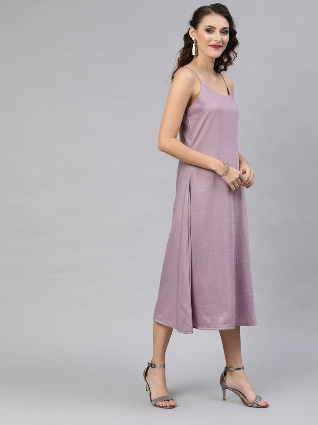 Outstanding Women Lavender Sequined Embellished Net Semi-Sheer Fit and Flare  Dress Inddus.in