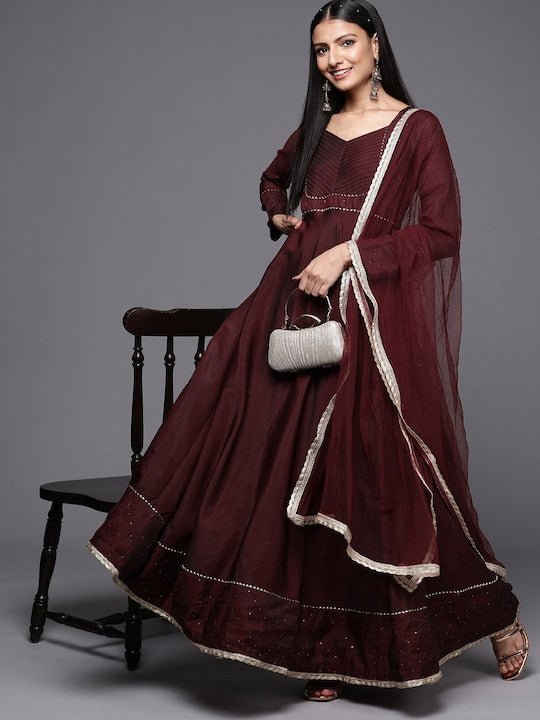 GEORGETTE MAROON ANARKALI KURTI WITH DUPATTA