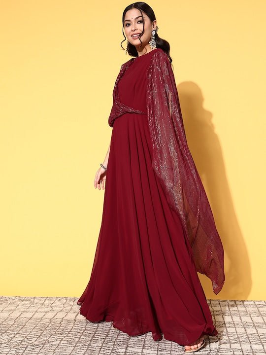 Perfect multi design maroon gown | Kids designer dresses, Kids dress, Gowns
