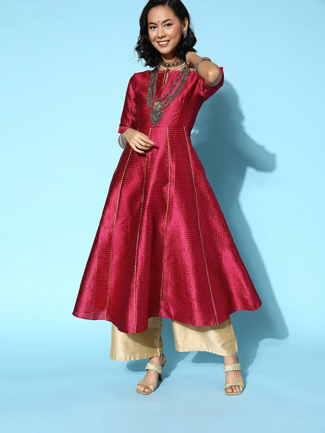 Srinidhi - Silk Cotton Kurta Set - Maroon – Ichika