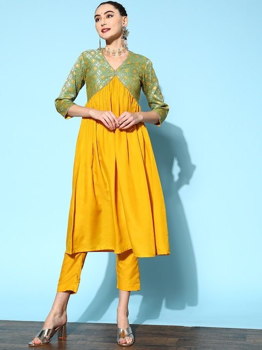 W mustard sales yellow kurta