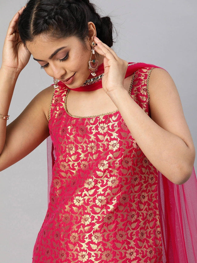 ALine Sleeveless KurtaPant Set in White Color  cotrasworld