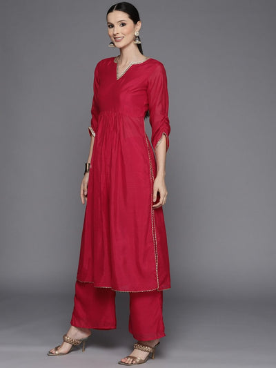 Women Pink Sequinned Kurta with Palazzos - Inddus.in