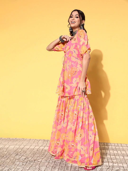 THE LIBAS COLLECTION YELLOW FLORAL KURTI ONLINE