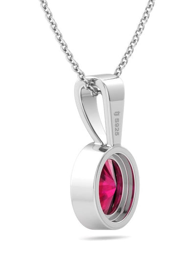 Women Rhodium-Plated Oval Shaped 925 Sterling Silver Pendant With Chain - Inddus.in