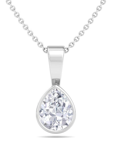 Women Rhodium-Plated Teardrop Shaped 925 Sterling Silver Pendant With Chain - Inddus.in