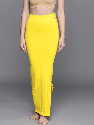 Women Yellow Solid Saree Shapewear - Inddus.in
