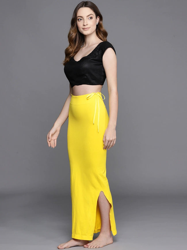 Women Yellow Solid Saree Shapewear–