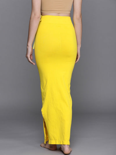 Women Yellow Solid Saree Shapewear - Inddus.in