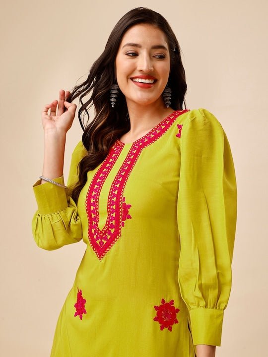 Yoke Design Regular Kurta with Dhoti Pants Inddus.in Yoke Design Regular Kurta with Dhoti Pants Inddus.in