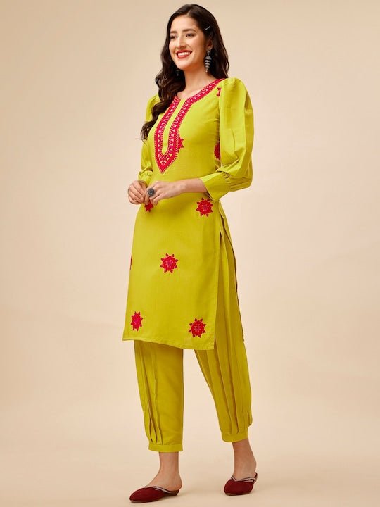 Yoke Design Regular Kurta with Dhoti Pants