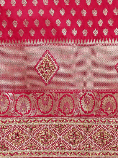 Zari Woven Embroidered Saree - Inddus